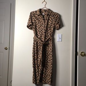 A New Day Leopard Print Midi Belt Dress: XS